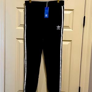Adidas Youth Joggers with white stripe and tapered stretch ankles